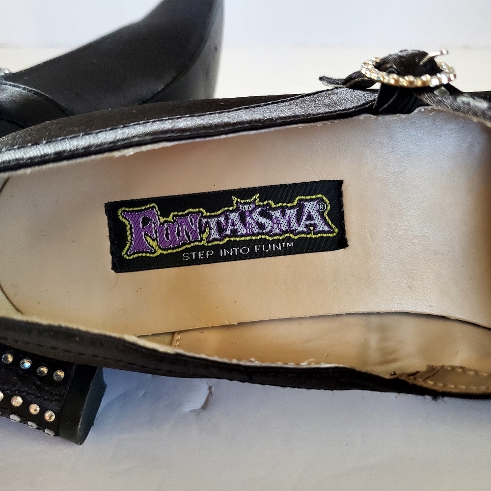 Funtasma Black Mary Jane Heels with Rhinestone Strap Size 10 - Picture 7 of 10